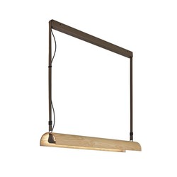 Aluet S/100 - Pendel - Indirect licht - Triac dimbaar - Beige lint - Essenhouten lampenkap