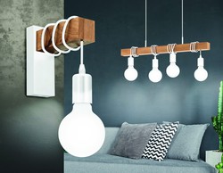 Lámpara plafón de techo modelo Townshend estilo vintage con madera de Eglo  — QUATTROLUCE - Iluminación y lámparas de diseño