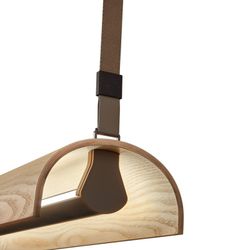 Aluet S/100 - Suspension - Indirect Light - Triac Dimmable - Beige Ribbon - Ash Wood Shade