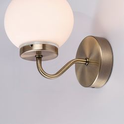 Candeeiro de parede E14 Branco Vidro Metal Bronze IP44 TOGO
