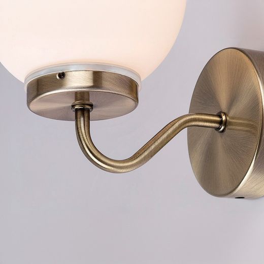 Candeeiro de parede E14 Branco Vidro Metal Bronze IP44 TOGO