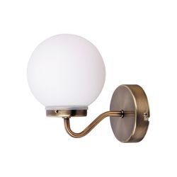 Candeeiro de parede E14 Branco Vidro Metal Bronze IP44 TOGO