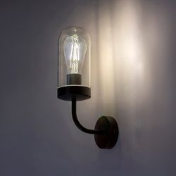 Badezimmer-Wandleuchte E27 Mattschwarz IP44 YAGO