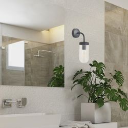 Badezimmer-Wandleuchte E27 Mattschwarz IP44 YAGO