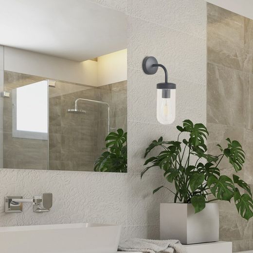Badezimmer-Wandleuchte E27 Mattschwarz IP44 YAGO