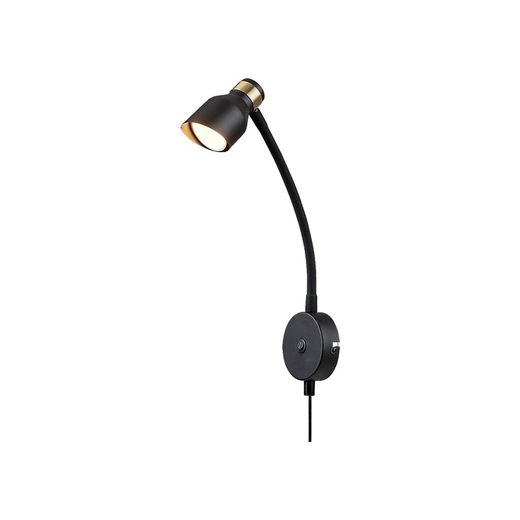 Lilou 1L Preto/Dourado Flexo Spotlight Luminária de parede