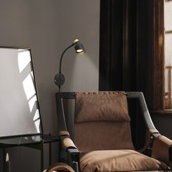 Lilou 1L Preto/Dourado Flexo Spotlight Luminária de parede