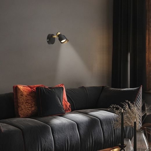 Wandleuchte Lilou 1L schwarz/gold