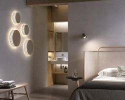 Helios A/01 Wall Lamp - Triac Dimmable - Oak Brown - Beige Thread