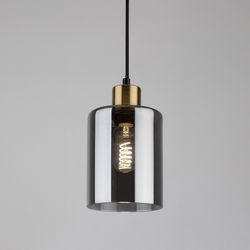 Luminária pendente Perez preta/vidro fumê 1l