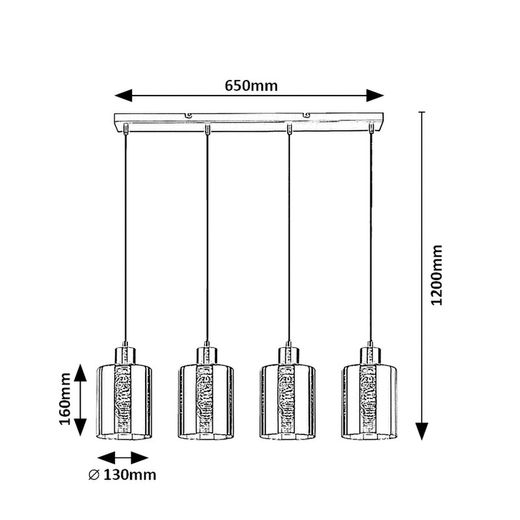 Lampe suspendue Perez 4L en verre et noir