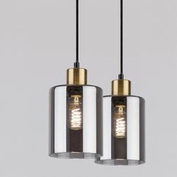 Lampe suspendue Perez 4L en verre et noir
