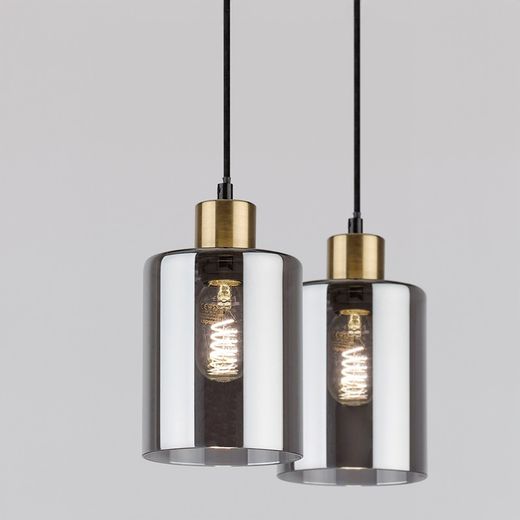 Lampe suspendue Perez 4L en verre et noir
