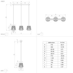 Lâmpada de sala de estar suspensa Hykeham estilo vintage