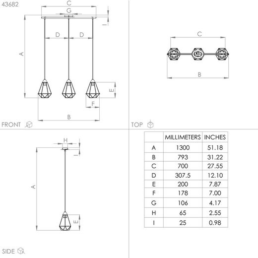 Luminária suspensa estilo vintage Tarbes