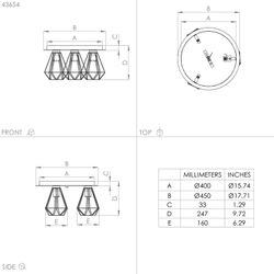 Tarbes vintage stijl plafondlamp