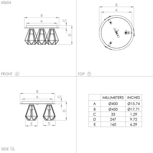 Tarbes vintage stijl plafondlamp