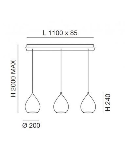Luminária de teto vintage gisella 3l