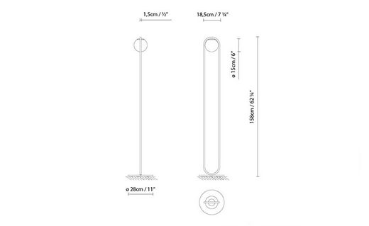 Lâmpada de assoalho interna C_Ball F latão