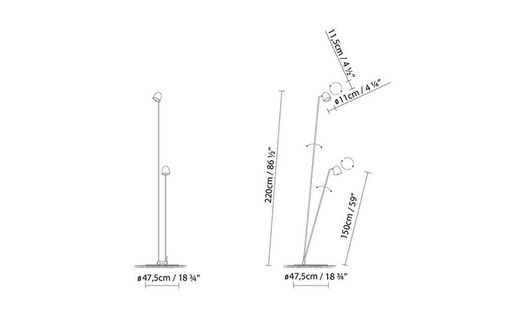 Lâmpada de piso para ambientes internos Speers F branco-latão
