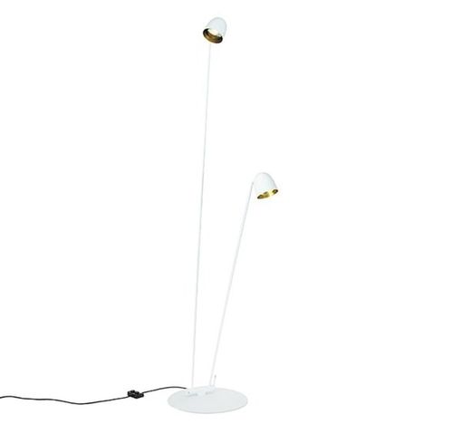 Lâmpada de piso para ambientes internos Speers F branco-latão