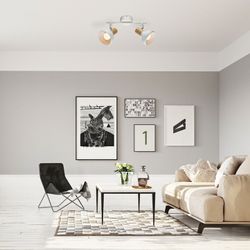 Lampe Spot E14 2 ampoules Bois blanc HOLLY