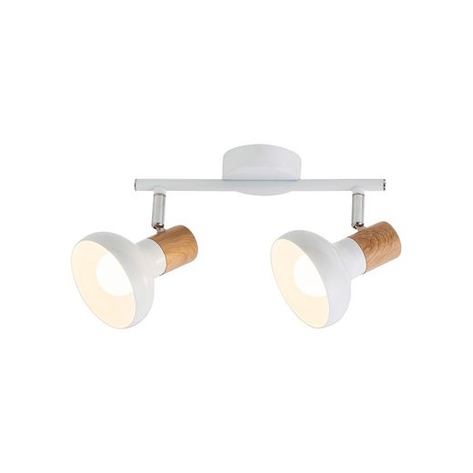 Lampe Spot E14 2 ampoules Bois blanc HOLLY