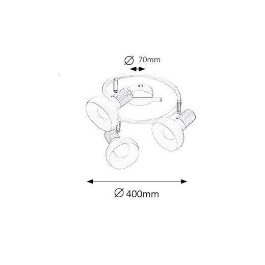 3-spot round lamp Spot E14 White wood HOLLY