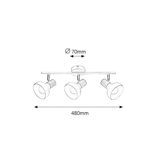 3-spot lamp Spot E14 White wood HOLLY