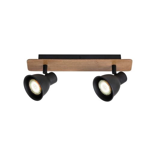 2-spot GU10 Black Wood MAC Spot Lamp
