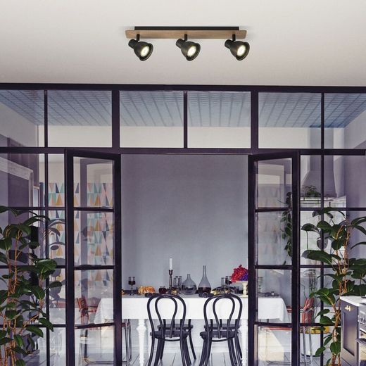 Lampe Spot GU10 Bois Noir 3 Lampes MAC