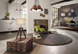 Vintage hazelnoot vloerlamp