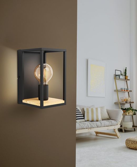 Libertad zwarte houten wandlamp