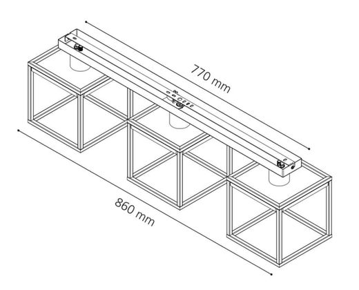 Libertad Plafondlamp 3 Lichts Zwart Hout