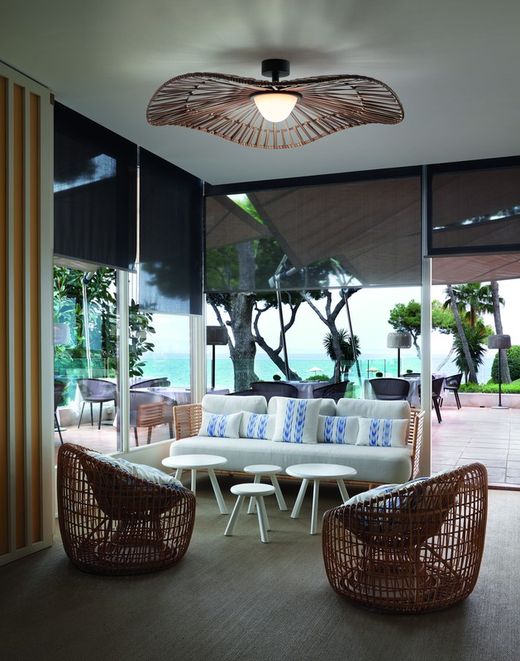 Mediterrània pf/105/01 outdoor ceiling lamp 1 lampshade - brown triac dimmable led - brown synthetic fiber