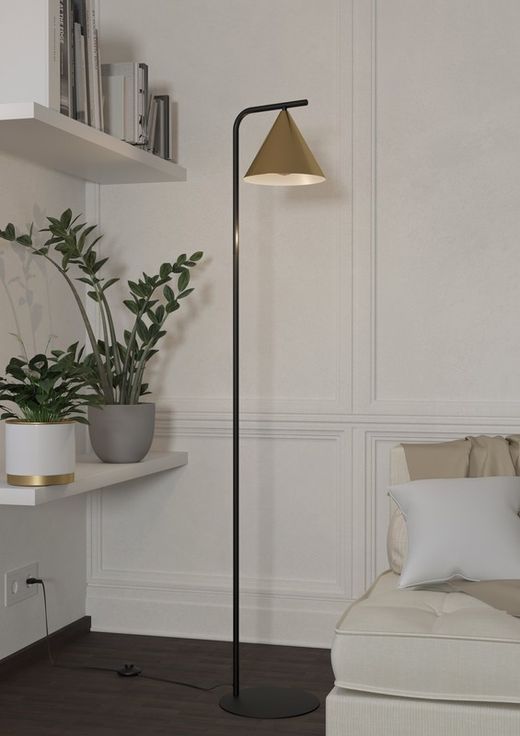 Candeeiro de pé Noses Black-Satin Gold