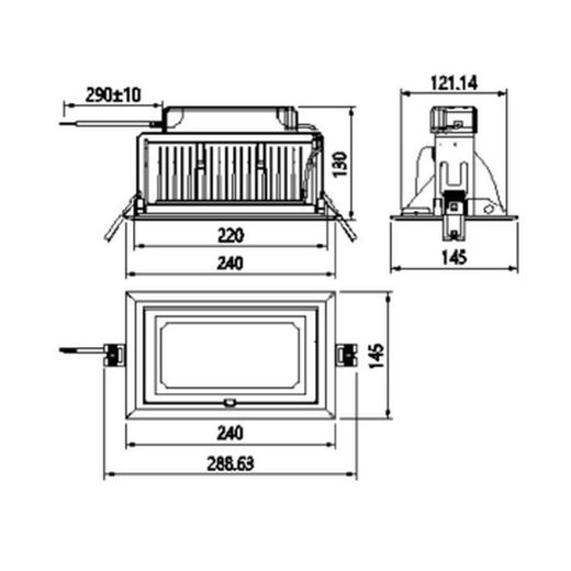 Oregon verstelbare downled vierkant 60w warm wit wit
