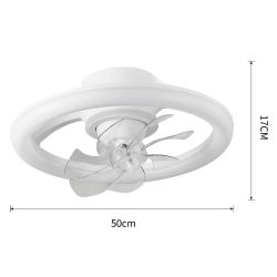 Plafondventilator met transparante bladen en 360º rotatie, 50 cm