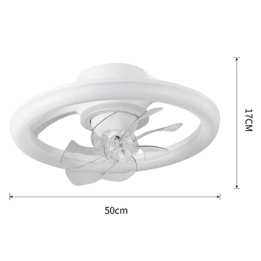 Plafondventilator met transparante bladen en 360º rotatie, 50 cm