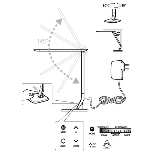 Candeeiro de mesa branco Sellano