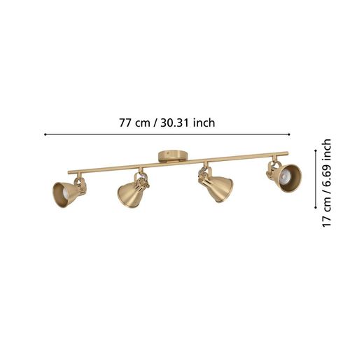 Seras Satin Gold 4-bulb lamp