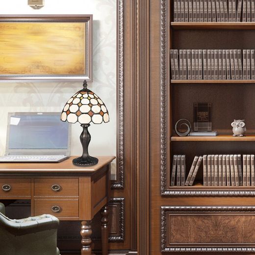 Bronzen/Tiffany tafellamp