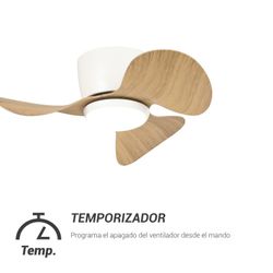 Deckenventilator White and Wood Balance: Kompakt, effizient und stilvoll.